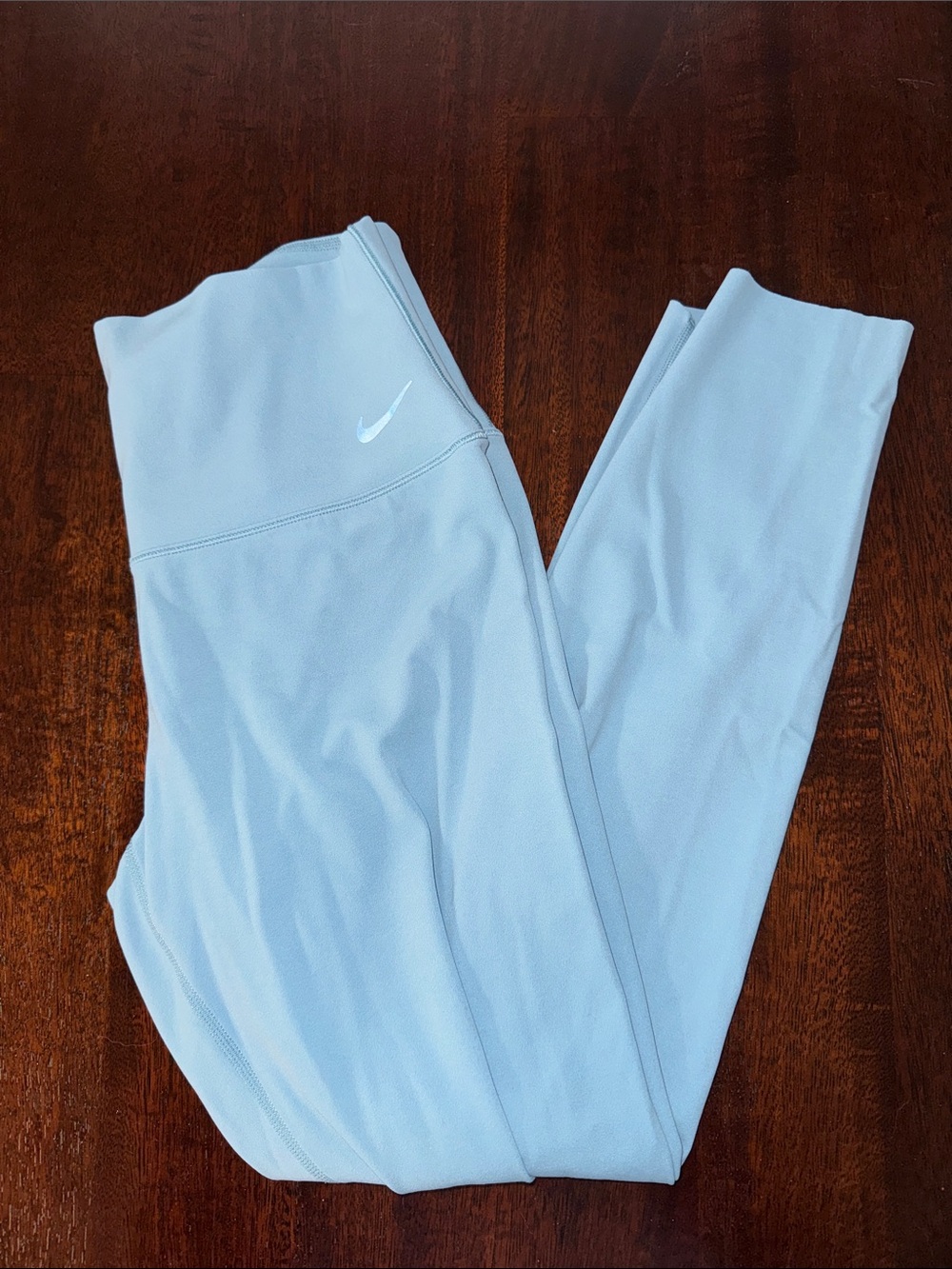 Nike Zenvy Pale Blue High-Waist Leggings with Gray Swoosh